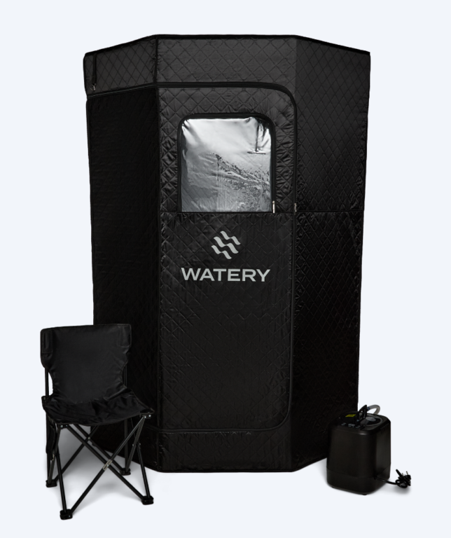 Dampsauna Ambience - Bærbar Sammenklappelig Dampsauna til Hjemmet med 2200W Dampgenerator - 180x90x90 cm - Sort - Watery